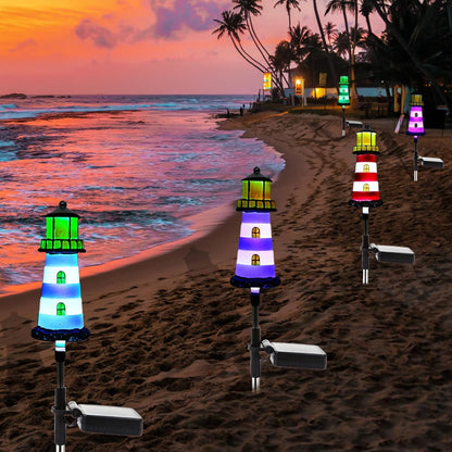 Lighthouse Outdoor Solar Lights, 2 Packs Outdoor Waterproof, Solar Trail Lights Decor Your Garden