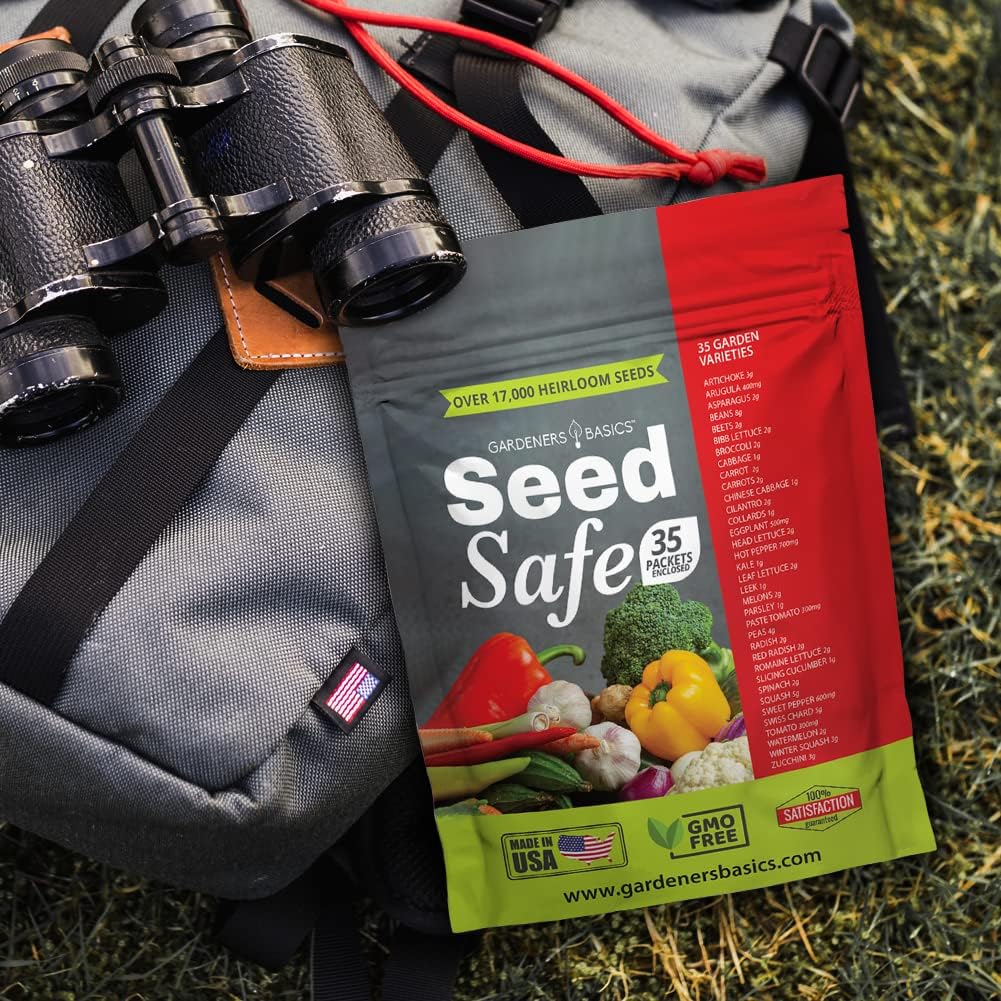 Gardeners Basics Seed Safe Kit – 35 Easy-to-Grow Heirloom Vegetable Seeds for Beginners – Non-GMO