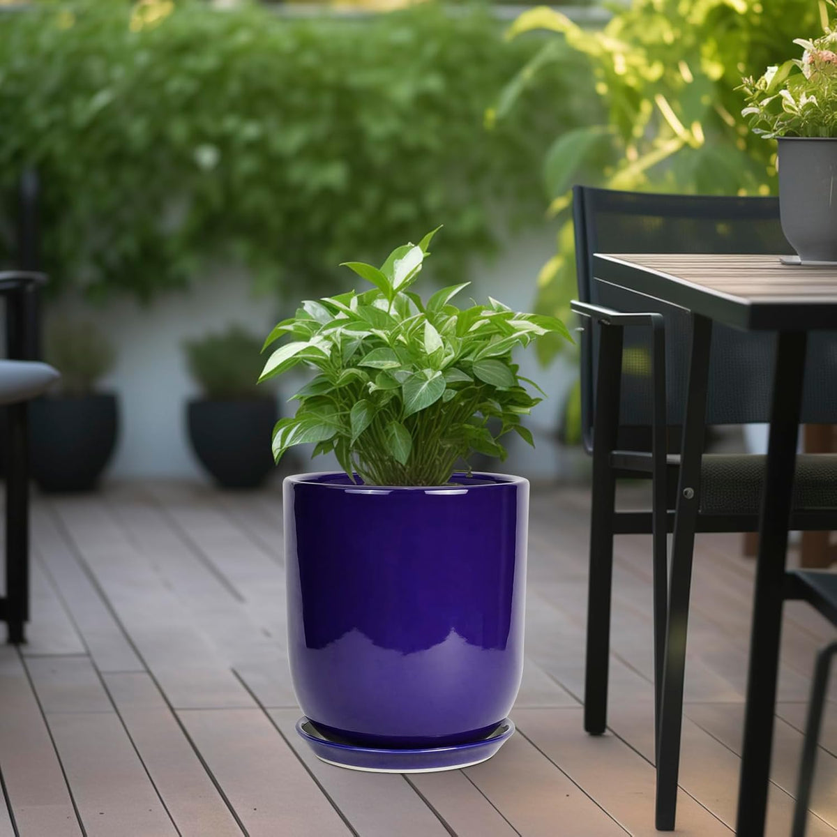 10 Inch Plant Pot - Ceramic Pot for Indoor Plants Large Planter Modern Outdoor Flower Pot with