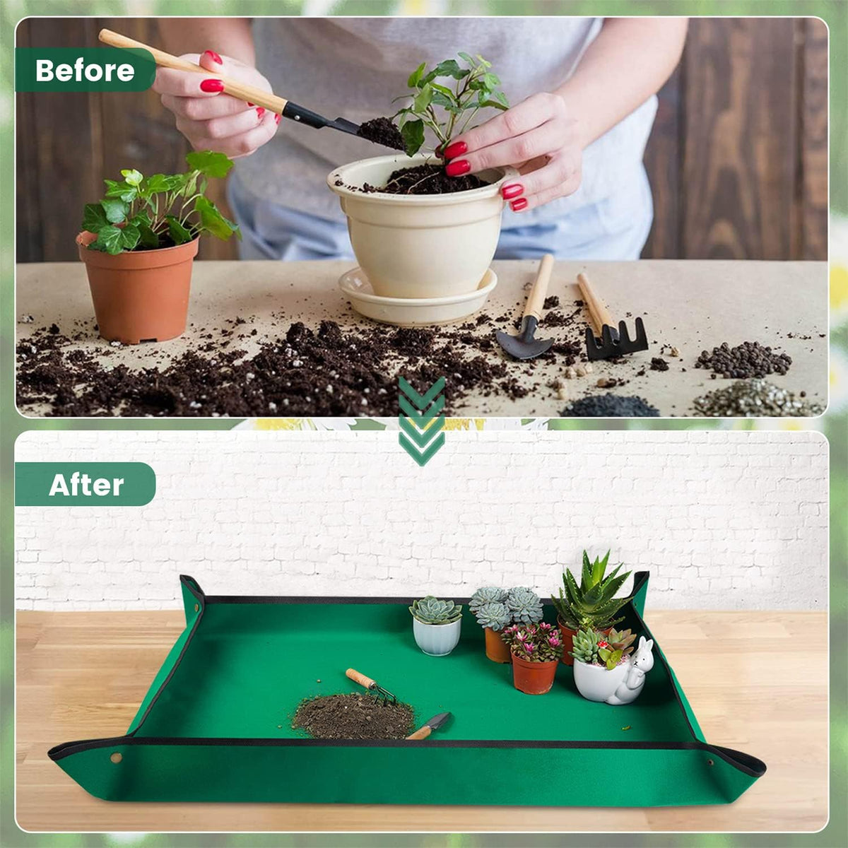 Extra Large Repotting Mat for House Plants Transplanting and Dirt Control Portable Potting Tray