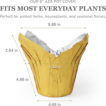 6” AZA Plant Pot Covers, Decorative Plant Sleeve for Indoor & Outdoor House Plants, Reusable and