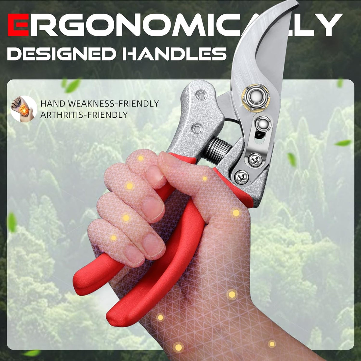 Pruning Shears for Gardening - DECERK 8.5" Professional Bypass Garden Scissors & Clippers, Heavy