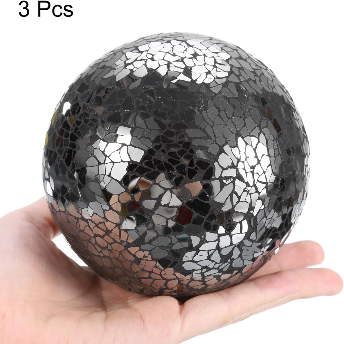 uxcell 4" Decorative Balls, 3 Pcs Mosaic Glass Balls, Decorative Table Sphere Orbs, Centerpiece