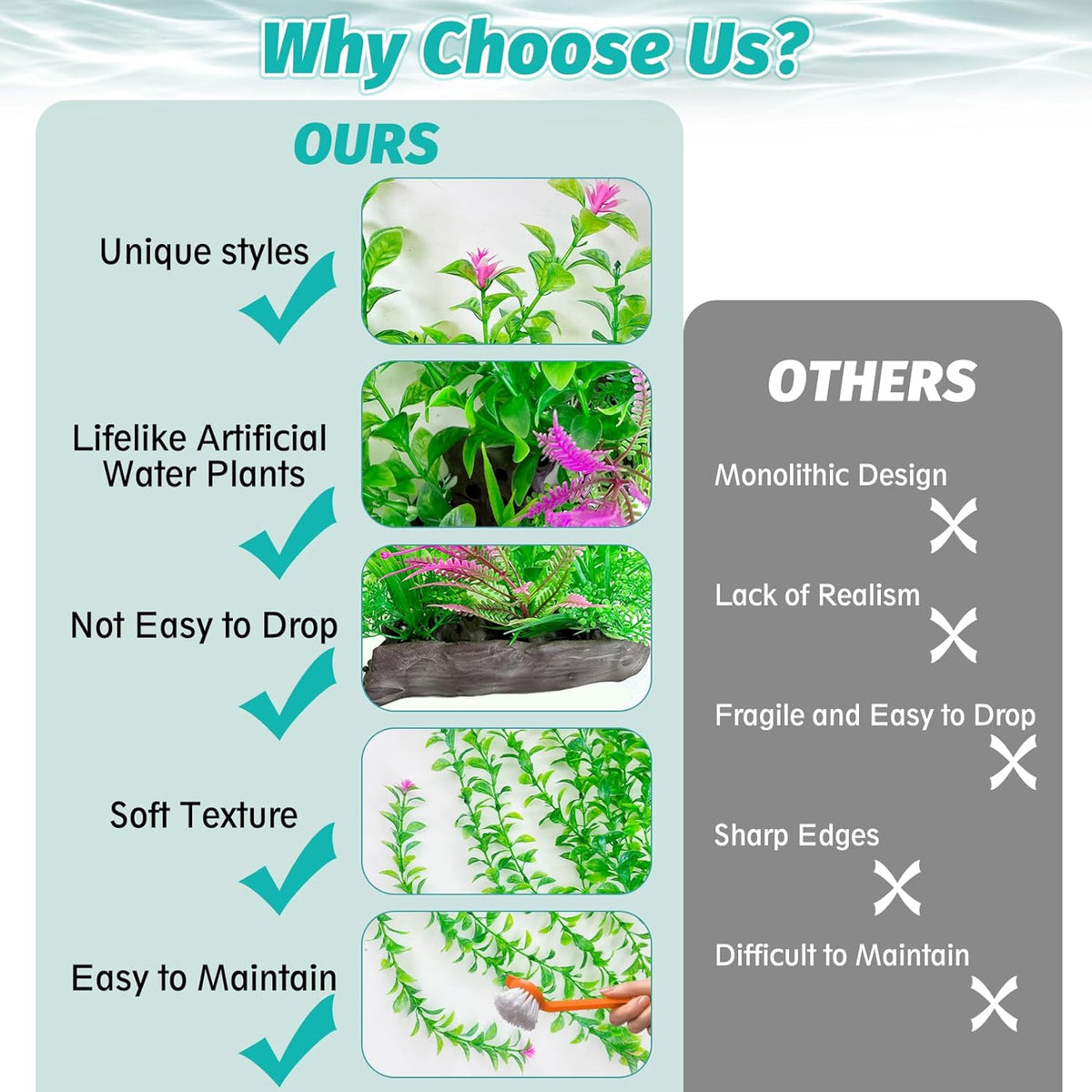 Hamiledyi Aquarium Plastic Plants Aquarium Decor Artificial Fish Tank Plants,Tall Fish Tank
