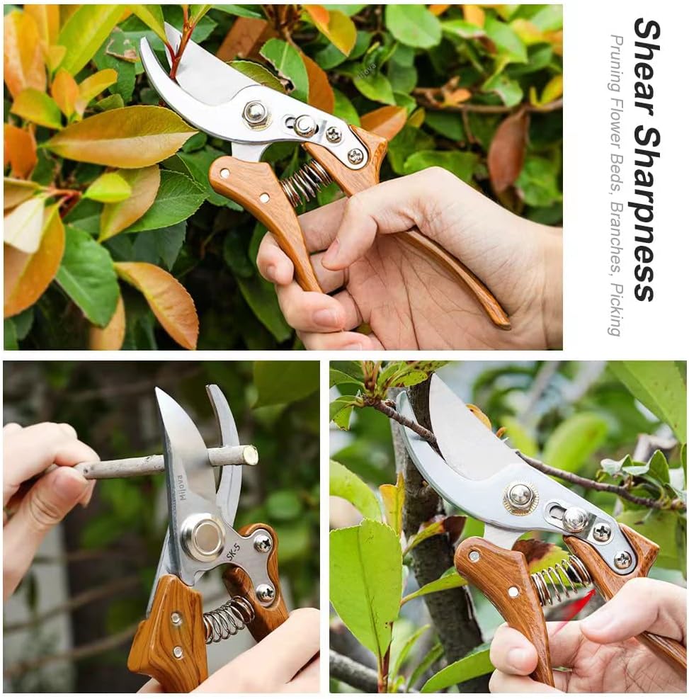 Garden Pruning Shears, Handheld Garden Shears for Heavy Duty, Ergonomic Gardening Tools for Pruning