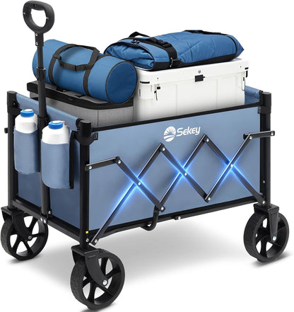 Sekey Heavy Duty Wagon with Big Wheels, Foldable Cart with 220LBS Capacity, Utility Lightweight