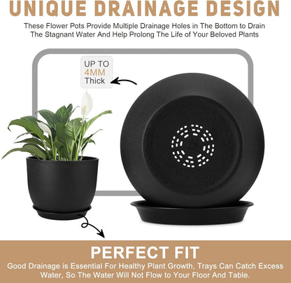 Plant Pots 12/10/9 inch Set of 3, Flower Pots with Multi Mesh Drainage Holes, Large Planters for