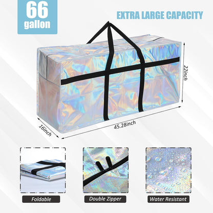 4 Pcs 66 Gallon Large Moving Bags with Zipper and Handles Foldable Storage Duffle Bags Heavy Duty