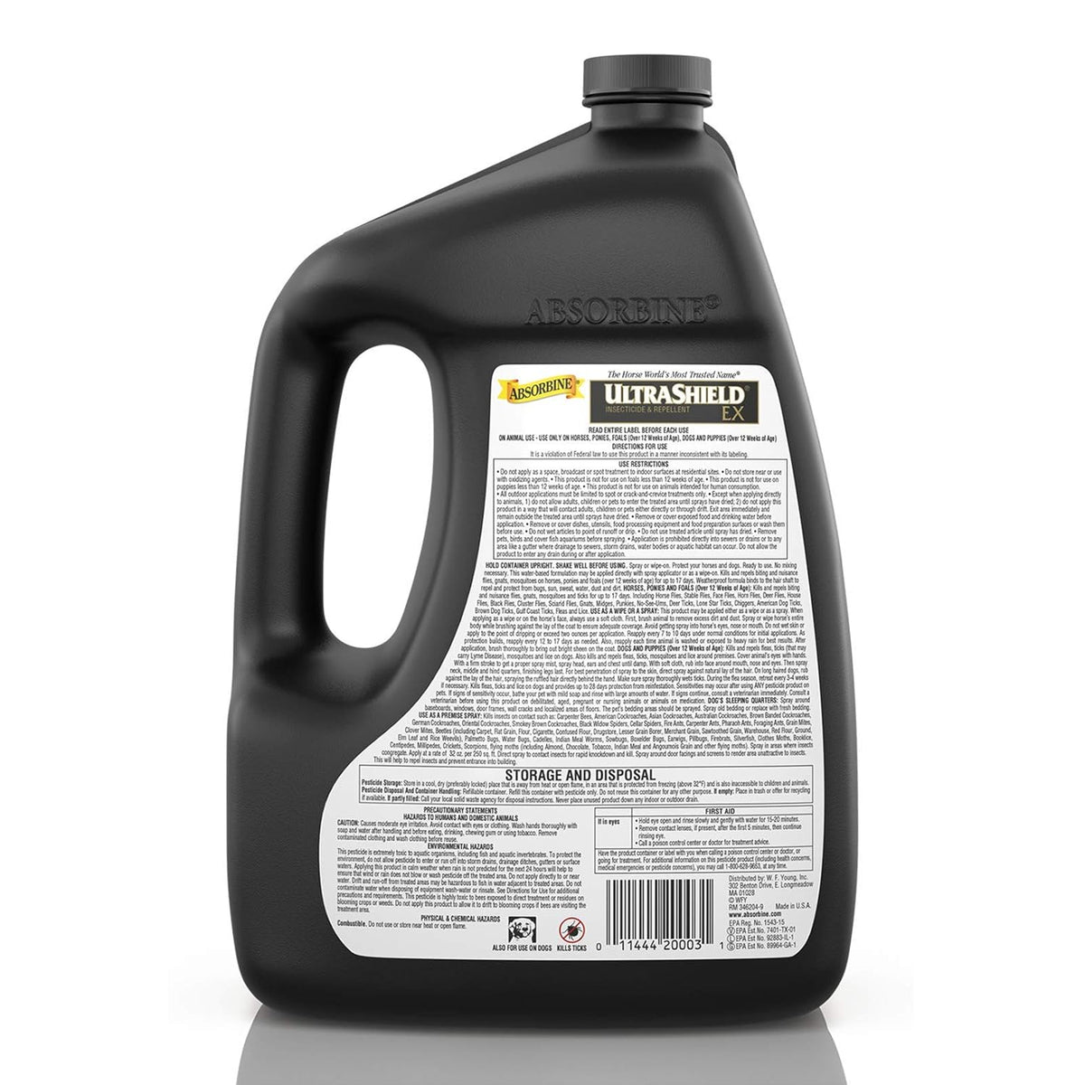 Absorbine UltraShield EX Combo 32oz Sprayer + 128oz Refill Insecticide, Kills & Repels Flies