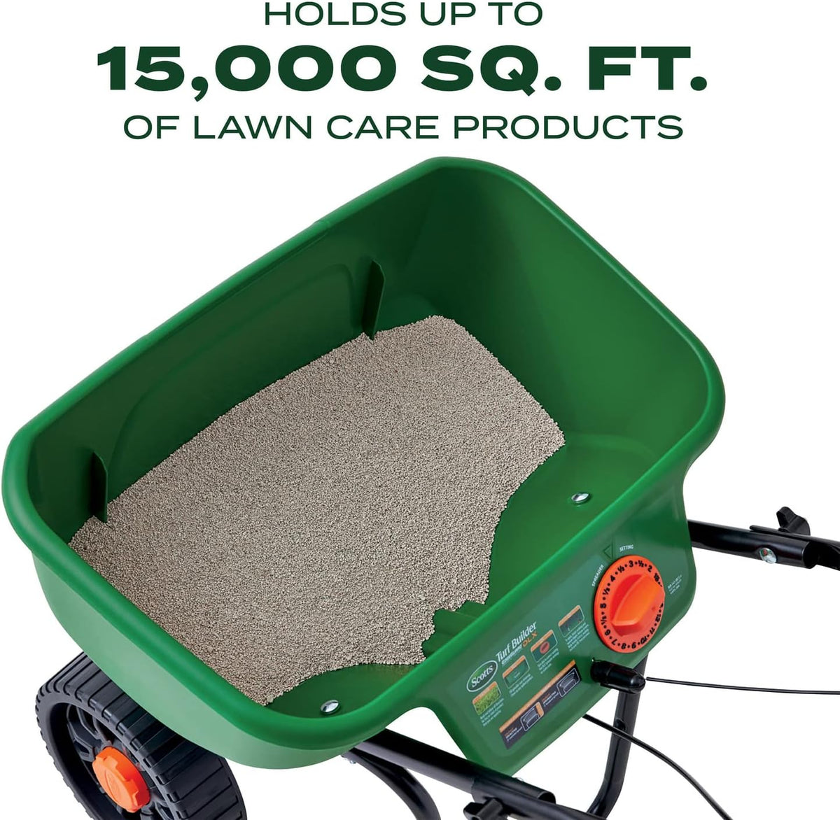 Scotts Turf Builder EdgeGuard DLX Broadcast Spreader for Seed, Fertilizer, Salt, Ice Melt, Holds up