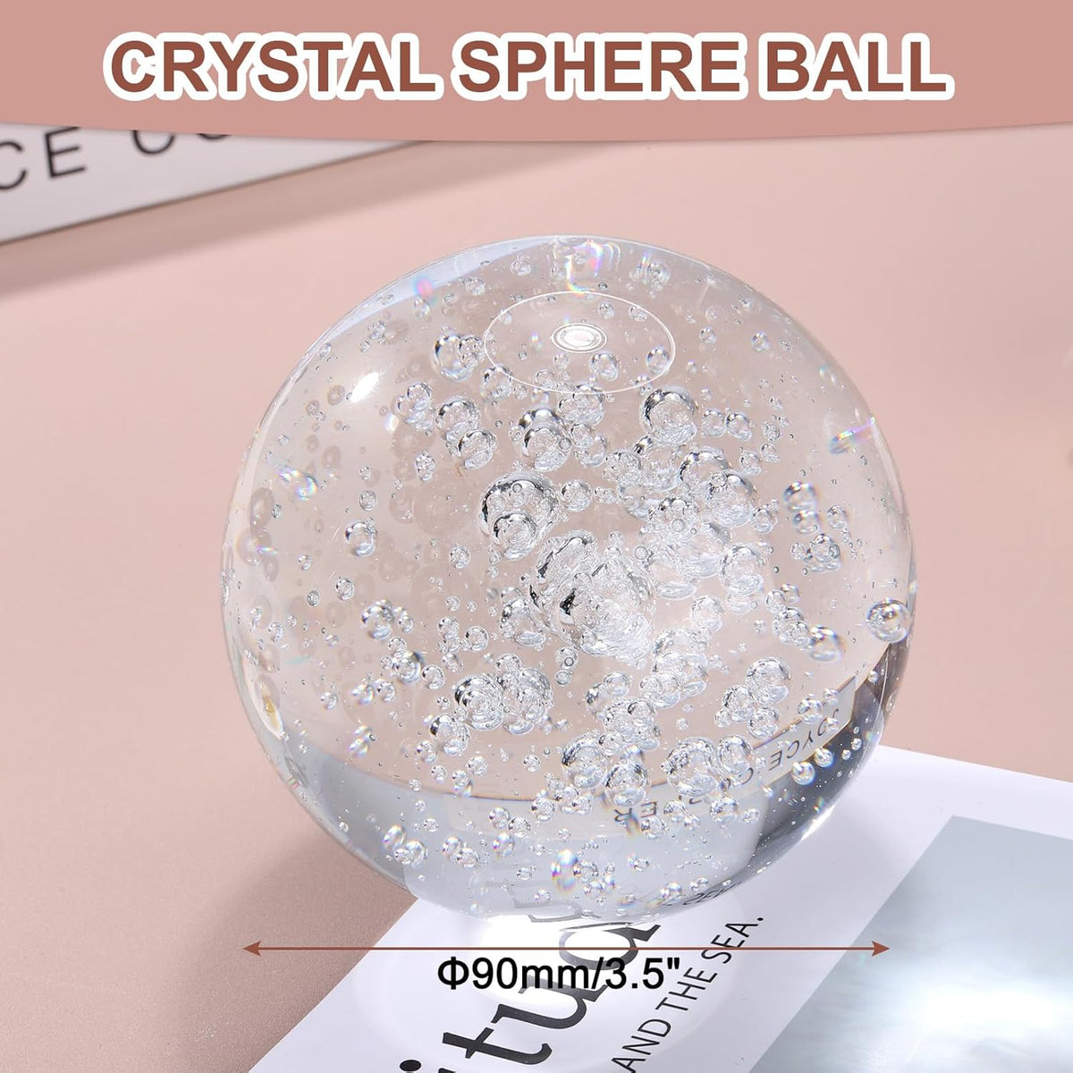 uxcell 90mm/3.5" Crystal Sphere Ball Bubble Glass Solid Decorative Sphere Crystal Ball Prop