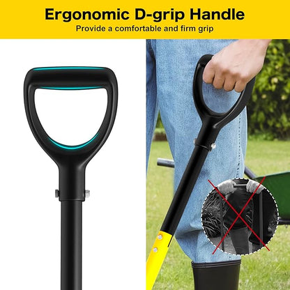 Pitch Fork, 4 Tine Heavy Duty Garden Fork with Ergonomic No-Slip D-Grip Handles, 45 Inches Long