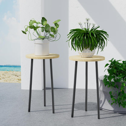 Plant Stand Indoor 2 Pack: Corner Wood 20 Inch Plant Stand Mid Century Modern Decor - Small Round