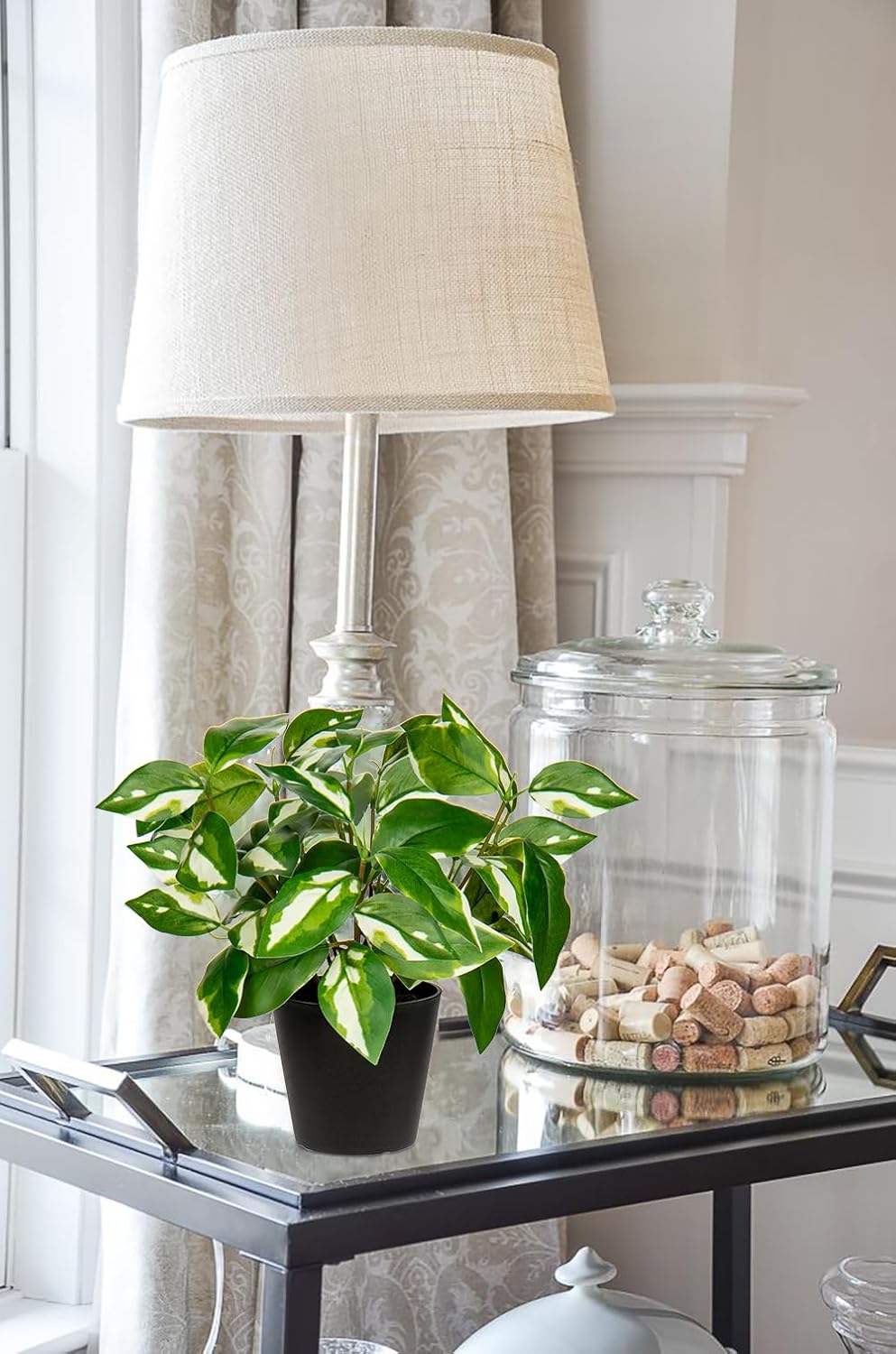 Artificial Plants Indoor Small Fake Plants in Pots Faux Pothos N‘ Joy Potted Plant Fake Indoor