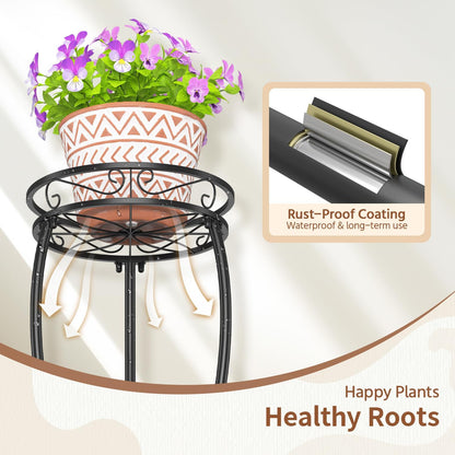 LASZOLA Black 3 Tier Tall Plant Stand for Indoor Outdoor, Large Multiple Level Flower Planter
