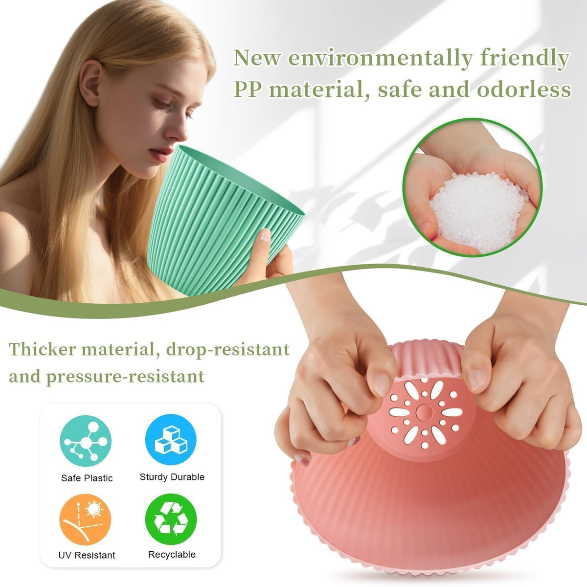 SupKing Plant Pots with Drainage Saucers 7.5/6.7/6/5/4/3.5 Inch Set of 6,Plastic Flower Pots