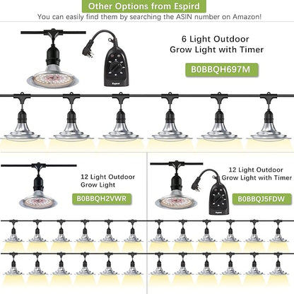 Espird Outdoor Grow Light, Greenhouse String Grow Light, Waterproof Plant Growing Lamps, UL