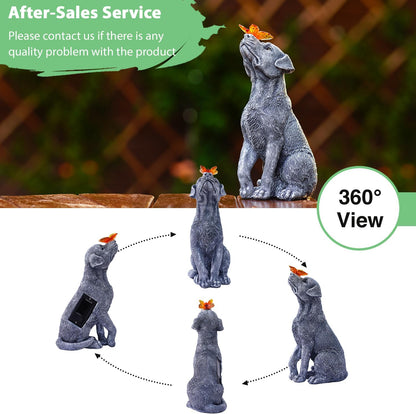 Goodeco Dog Statue with Solar Butterfly - Ideal Gifts for Dad, Mom or Birthdays, Beautifully