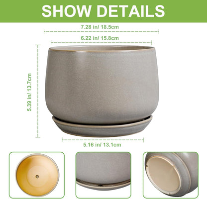 G EPGardening Ceramic Pots for Plants 7 Inch - Large Ceramic Planters for Indoor Plants Outdoor