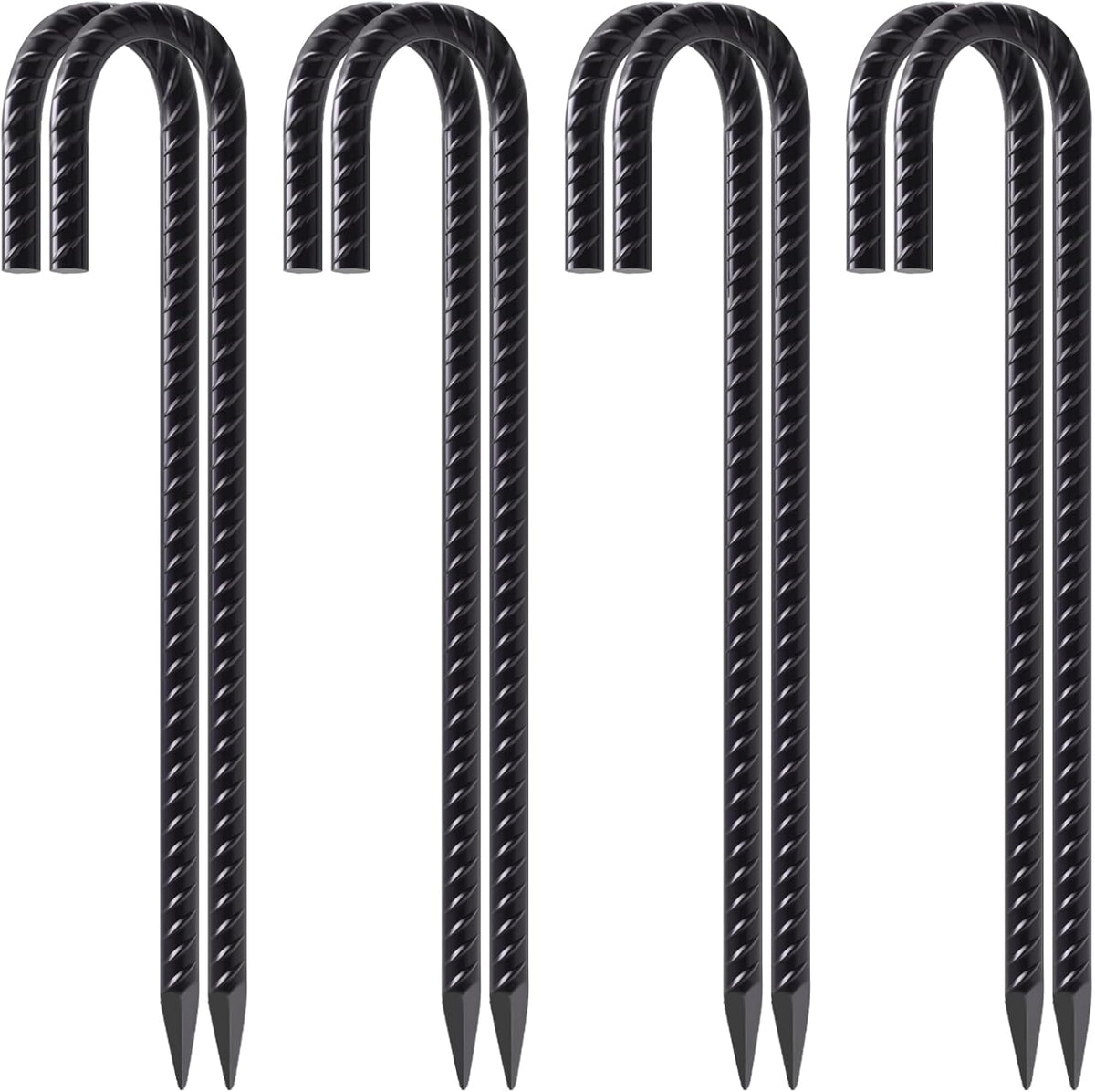 VVOKGO Rebar Stakes 12 Inches J Hook Heavy Duty Chain Link Fence Stakes, 8 Pcs Metal Long Tent