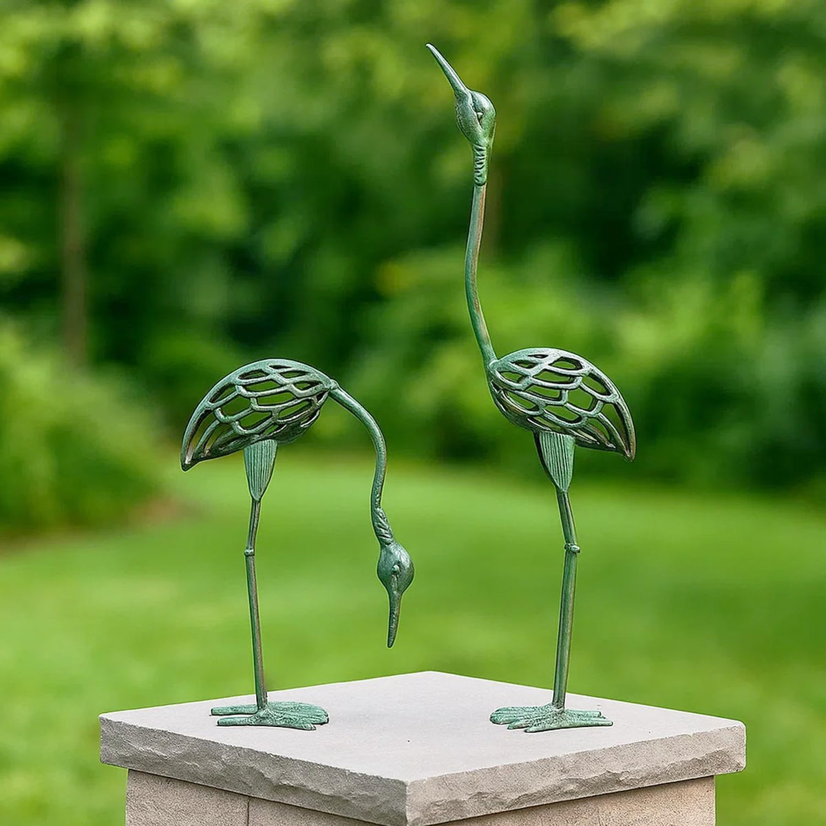 Seraphic Cast Iron Metal Crane/Heron Bird Garden Art Sculptures Statues for Indoor or Outdoor Lawn