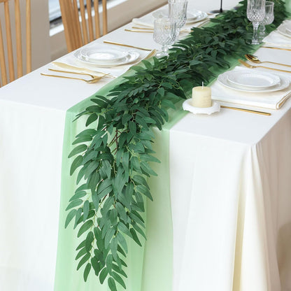 mizii 5 Packs 390" Artificial Vines Willows Garland Fake Vine Italian Ruscus Silk Green Leaves Faux