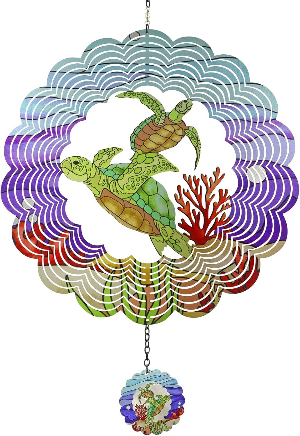 Turtle 3D Wind Spinner Kinetic Metal Art Hanging Wind Spinner Outdoor Decoration Ocean Ornaments