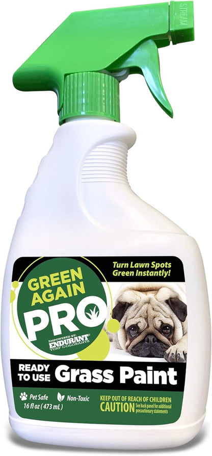 Pre-Mixed Grass and Turf Paint - All Natural Pet-Friendly Lawn Colorant Turns Spots Green Again