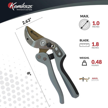 KM1-M FORCE ANVIL SHEAR- ANVIL PRUNER, Pruning Shears. Garden Pruners, Plant Pruners, Pruning