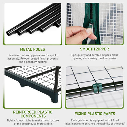Outvita Walk-in Greenhouse, Outdoor Durable PE Plant Green House for Frost Protection with 3 Tiers