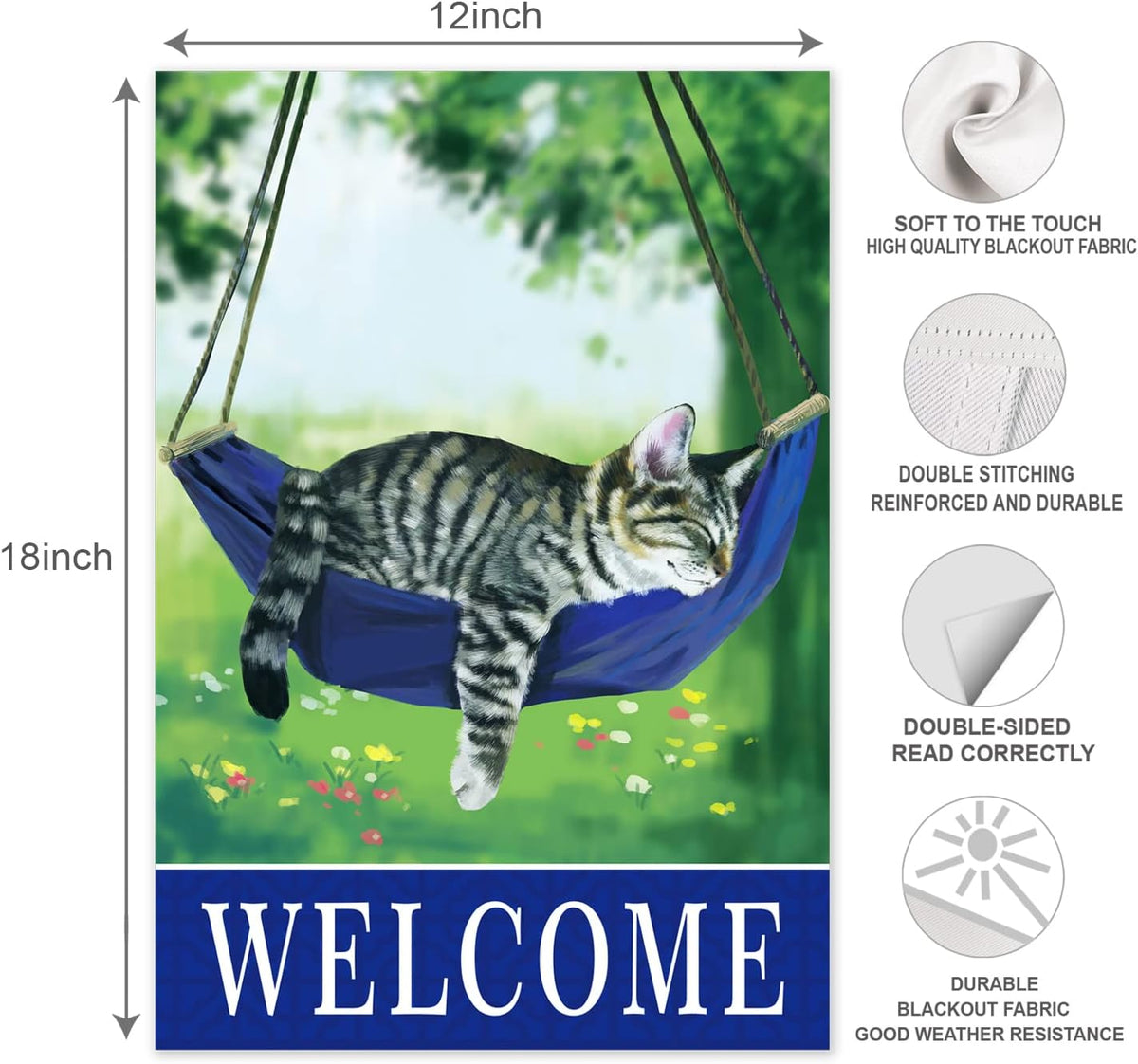 Welcome fall cat garden flag for outside 12x18, seasonal flags with cats double sided house flags