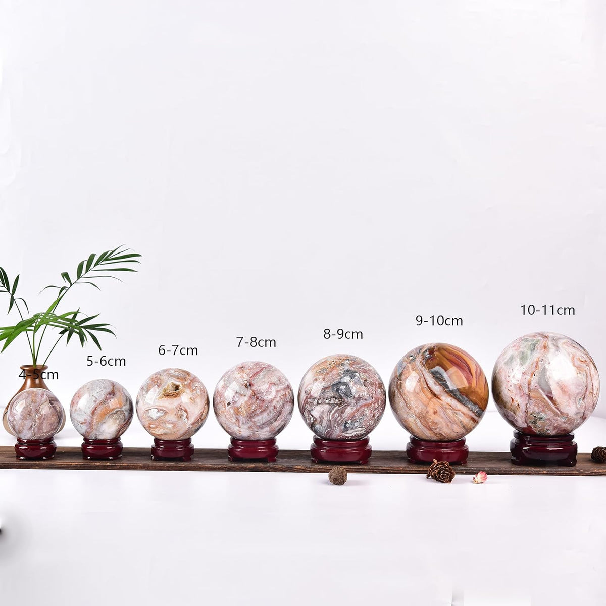 JIC Gem Extra Large Striped Agate Crystal Sphere Decorative Crystal Ball Healing Gemstone Sphere