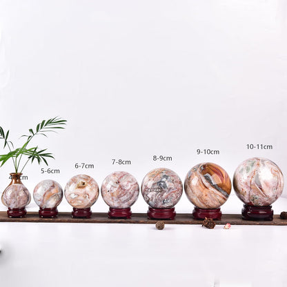 JIC Gem Extra Large Striped Agate Crystal Sphere Decorative Crystal Ball Healing Gemstone Sphere