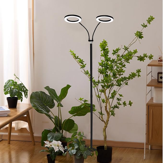yadoker Desk Plant Grow Light for Indoor Plant, Dual-Head LED Grow Light,Height