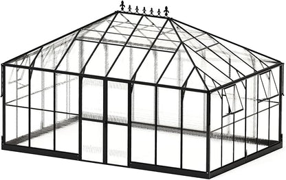 HOWE 16x12x9.5 FT Polycarbonate Greenhouse for Outdoors, Pavilion Style Greenhouse with 4 Vent