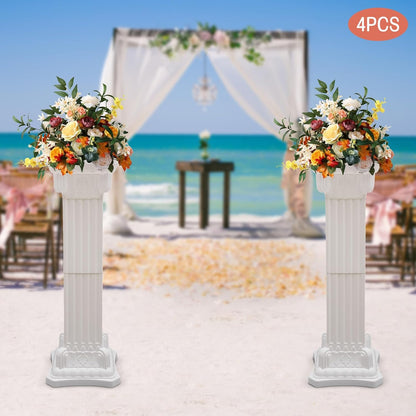 Roman Column Pedestal, Plastic White Columns for Weddings Indoor/Outdoor Roman Pillar Stand for