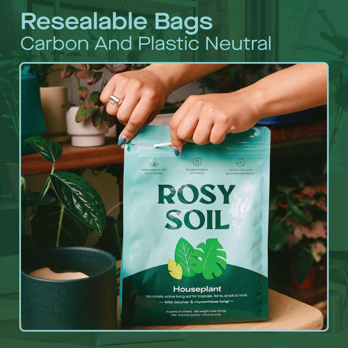 Rosy Soil Indoor Potting Soil for House Plants - Organic Potting Soil Mix for Indoor Plants