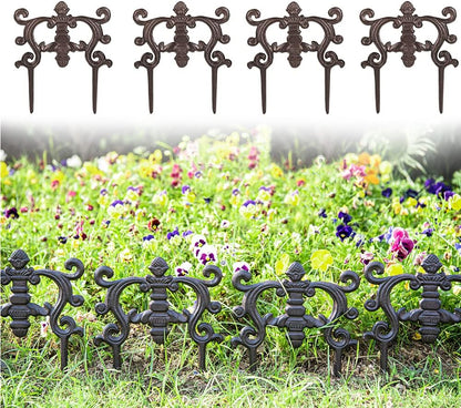 Sungmor Decorative Cast Iron Flower Bed Edging for Landscaping, 4PC Heavy Duty & Sturdy Low Garden