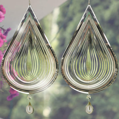 Wind Spinners, 2× 3D Stainless Steel Outdoor Hanging Wind Spinner, 2× Metal Pendants and 3× 360°