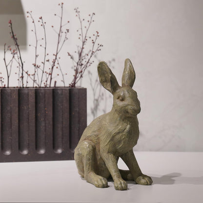 DiliComing Grey Resin Rabbit Garden Statue - 12 Inch Large Garden Statues for Home Yard Decor