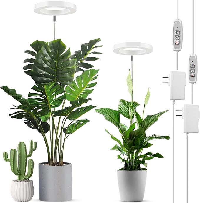 LORDEM Full Spectrum LED Grow Lights, Brightness Adjustable Plant Lamps with Auto On/Off Timer