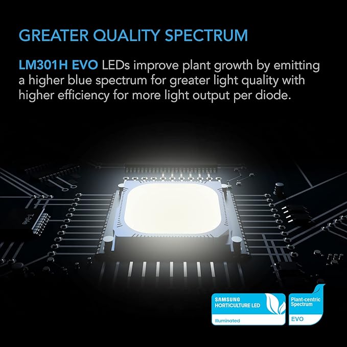 AC Infinity IONFRAME EVO3, Samsung LM301H EVO Bar LED Grow Light 2x4, 840 Diodes, with Schedule