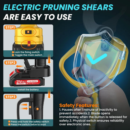 2-in-1 Pole Pruning Shears, 2.0 Inches Cutting Diameter Cordless Electric Pole Pruners - Brushless