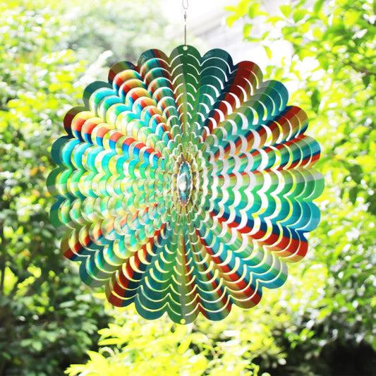 SPRING SONG Rainbow Mandala Kinetic Wind Spinner for Yard and Garden Stainless Steel Spinner Indoor