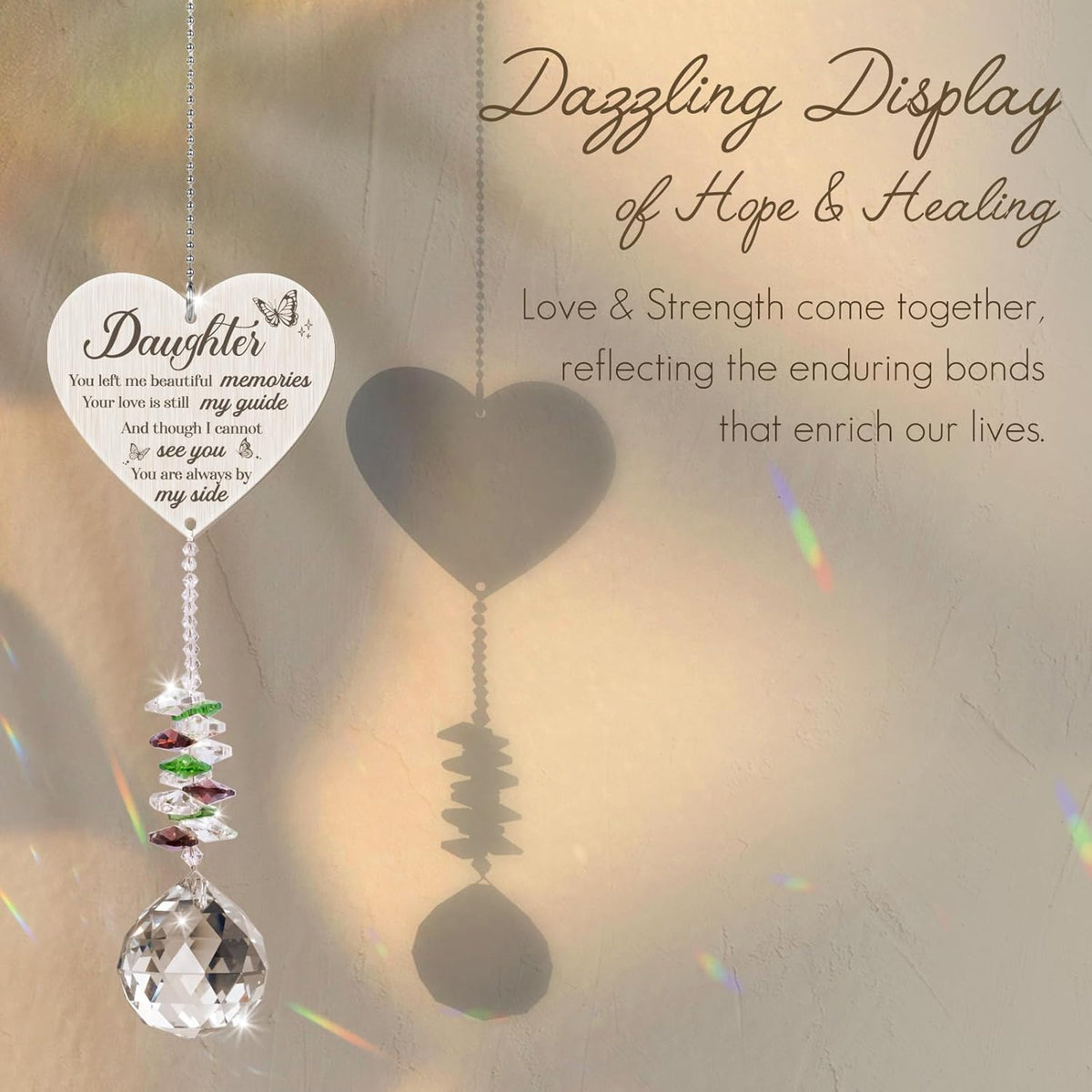 Memorial Gifts for Loss of Daughter,Bereavement Suncatcher Crystal Rainbow Maker,Elegant Keepsake