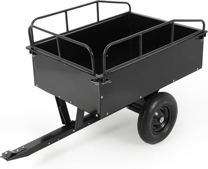 Heavy Duty ATV Dump Cart, 750 lbs Tow Behind Garden Utility Trailer with Removable Sides, Pull