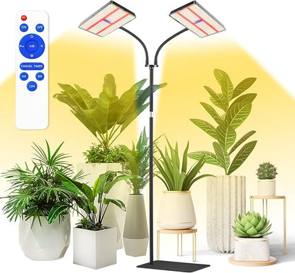 yadoker Grow Light for Indoor Plants,572 LEDs Full Spectrum Standing Plant Grow Light with 4/8/12H