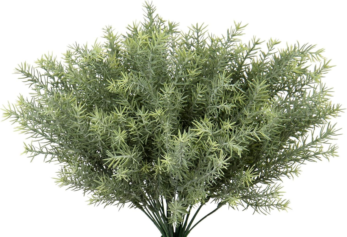 Artificial Rosemary Stems Fake Greenery Plants Faux Bushes Shrubs in Frosted Green for Decor Home