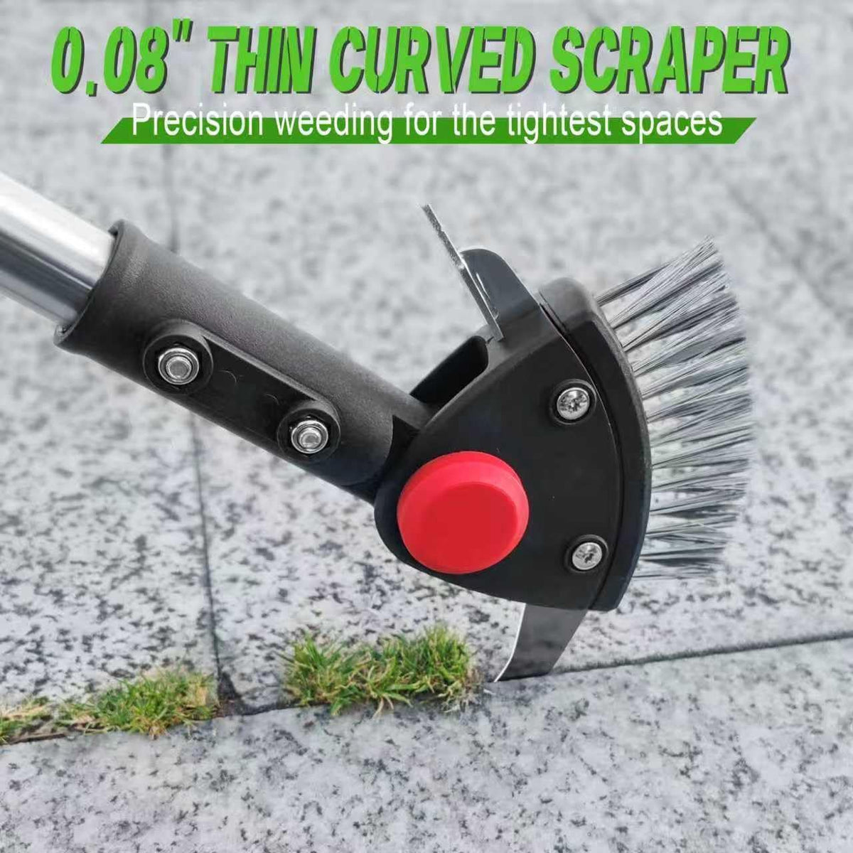 Crack Weeder Long Handle 3-in-1 Adjustable Crevice Cleaning Tool with Stainless Steel Weed Brush