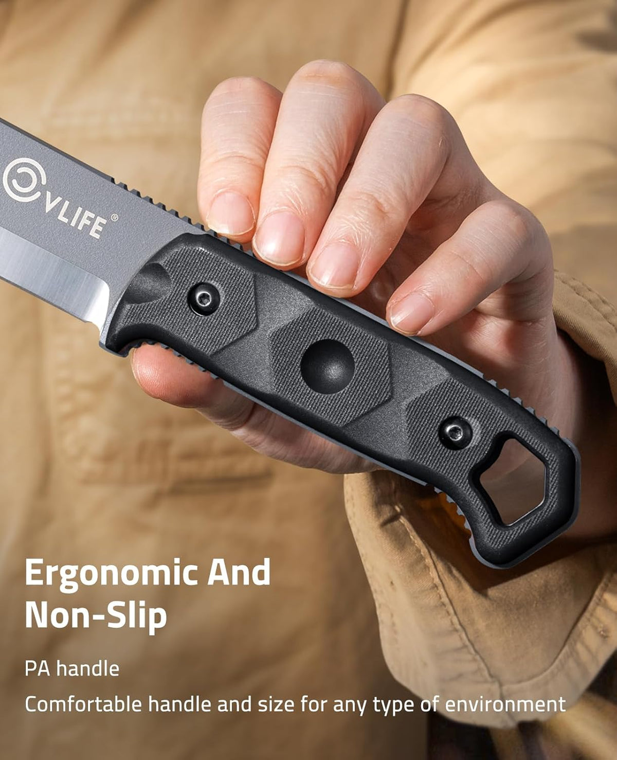 CVLIFE Full Tang Fixed Blade Knife with Sheath,Sharp Blade Made of D2 Steel with Nylon Fiberglass